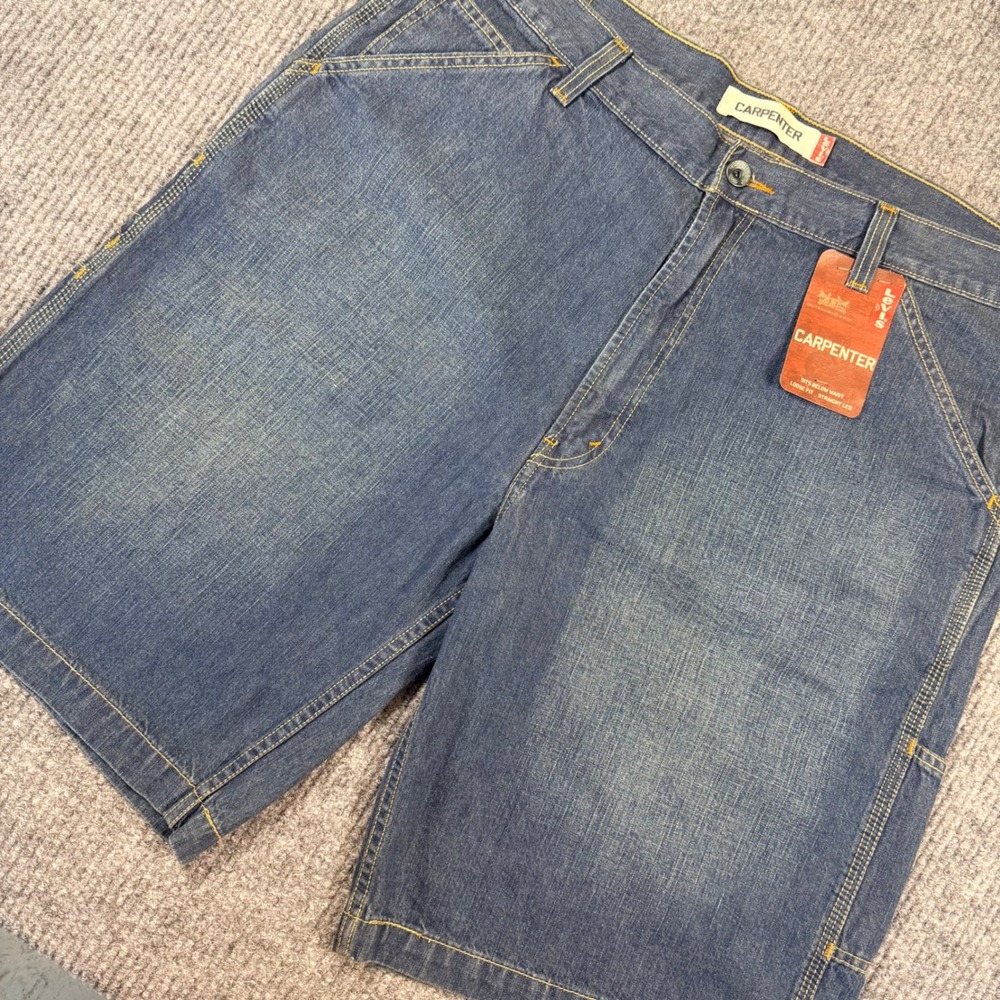 Levis Carpenter Denim Shorts Mens 40 Waist Blue Loose Fit Straight Leg NWT